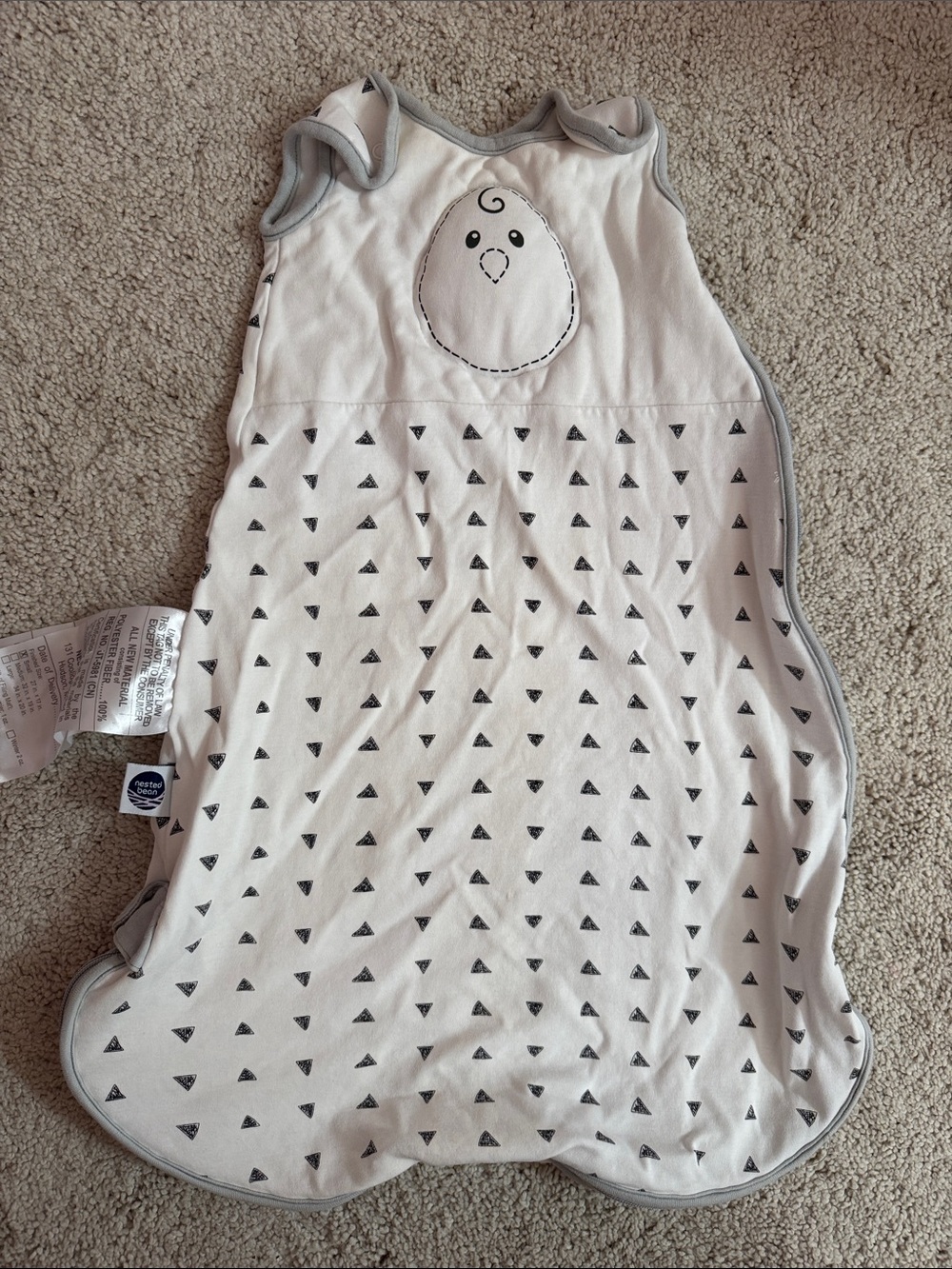 Nested Bean White and Gray Infant Sleep Sack with Chick Motif